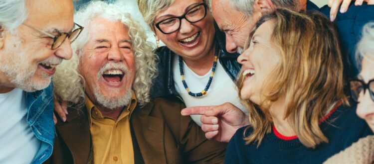 A group of friends laughing together.