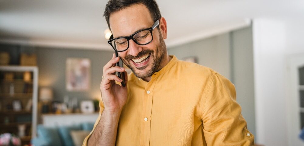 A man talking on the phone.