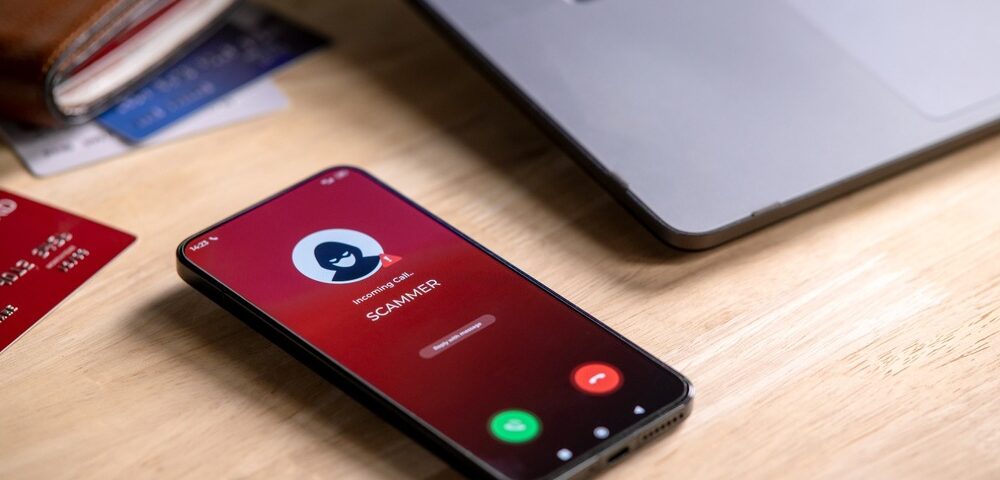 A phone receiving a scam call.