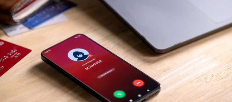 A phone receiving a scam call.